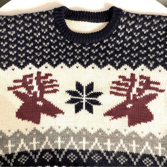 Vintage Cozy Knit Reindeer Sweater 100% Wool - Picture 13 of 13